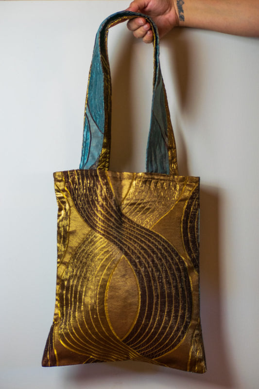 Χειροποίητο Tote Bag "Golden Blue"