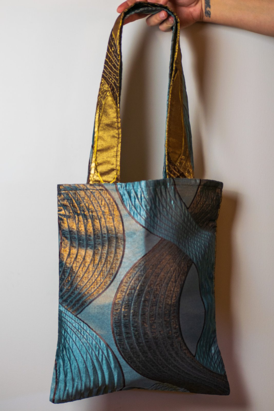 Χειροποίητο Tote Bag "Golden Blue"